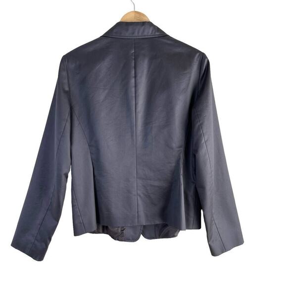 Lafayette 148 New York Satin Ruched Blazer‎ Wooden Button Front Jacket Brown, 10 - Picture 8 of 10